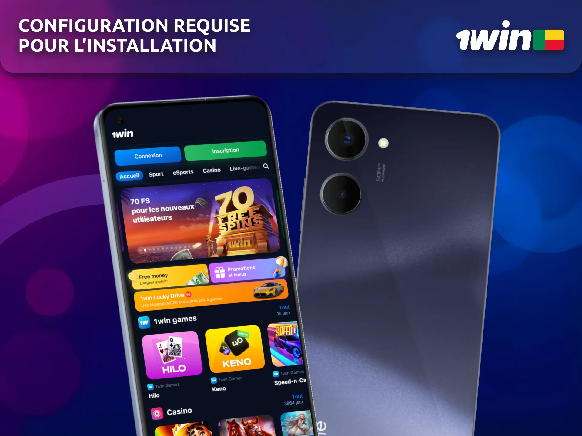 Vérifiez la configuration requise pour installer l’app 1Win sur Android au Bénin.