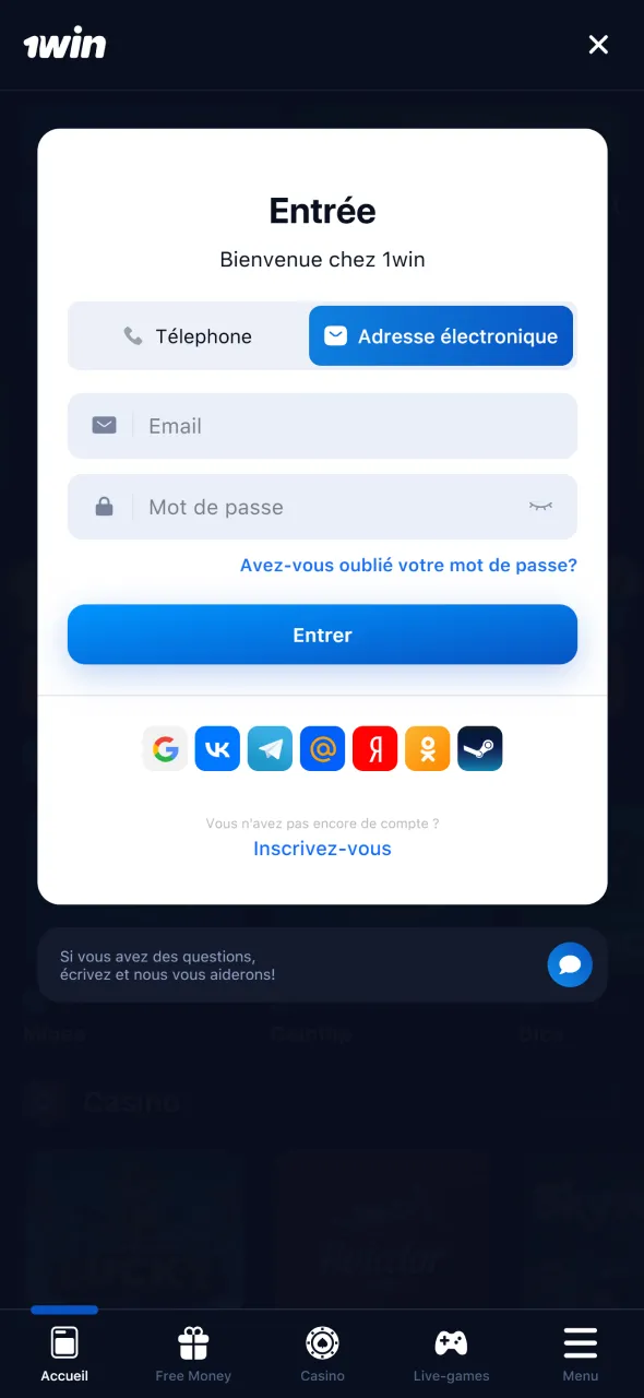 Connectez-vous facilement à votre compte via l’application mobile 1Win.