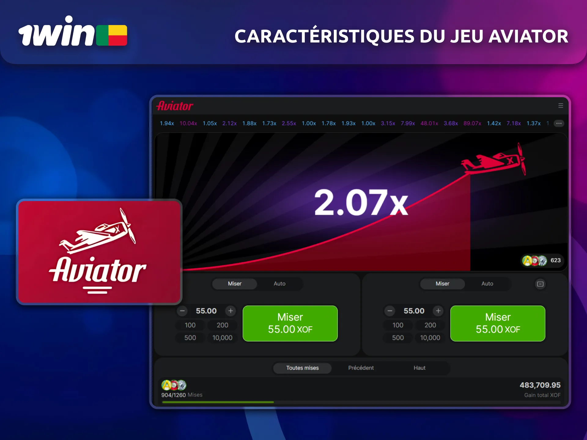Découvrez les caractéristiques uniques du jeu Aviator sur 1win au Bénin.