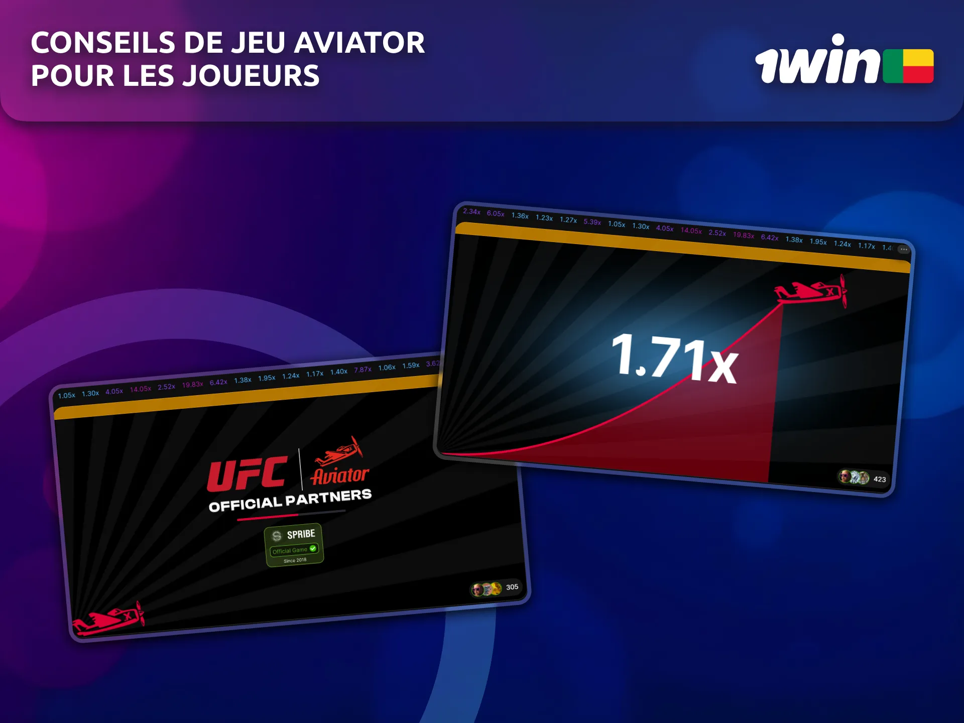 Jouez à Aviator sur 1win avec des conseils pour les joueurs béninois.