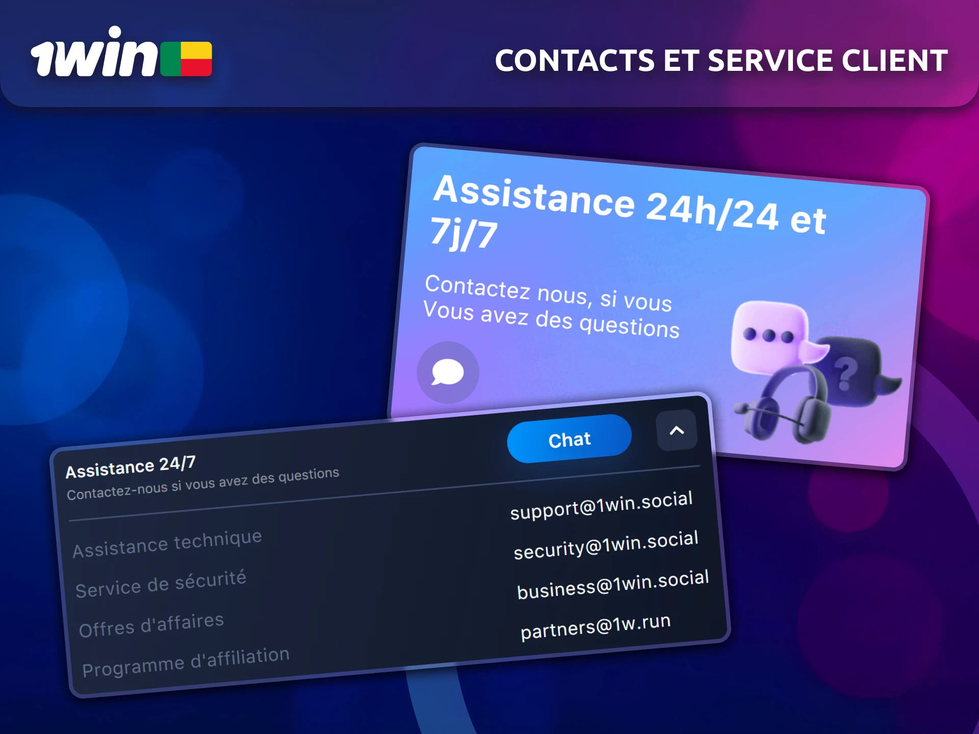 Contactez le service client 1win pour toute aide au Bénin.
