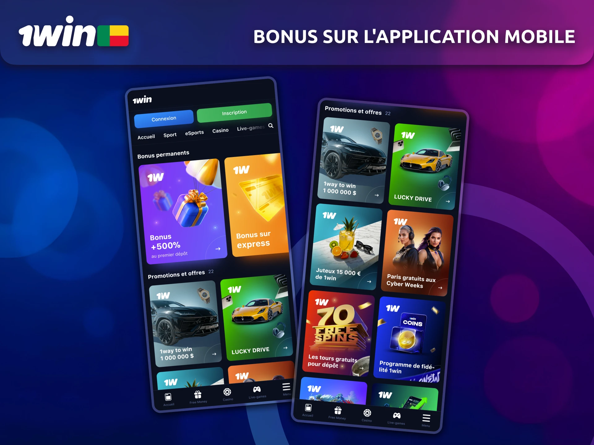 Profitez des bonus exclusifs 1win sur l'application mobile.