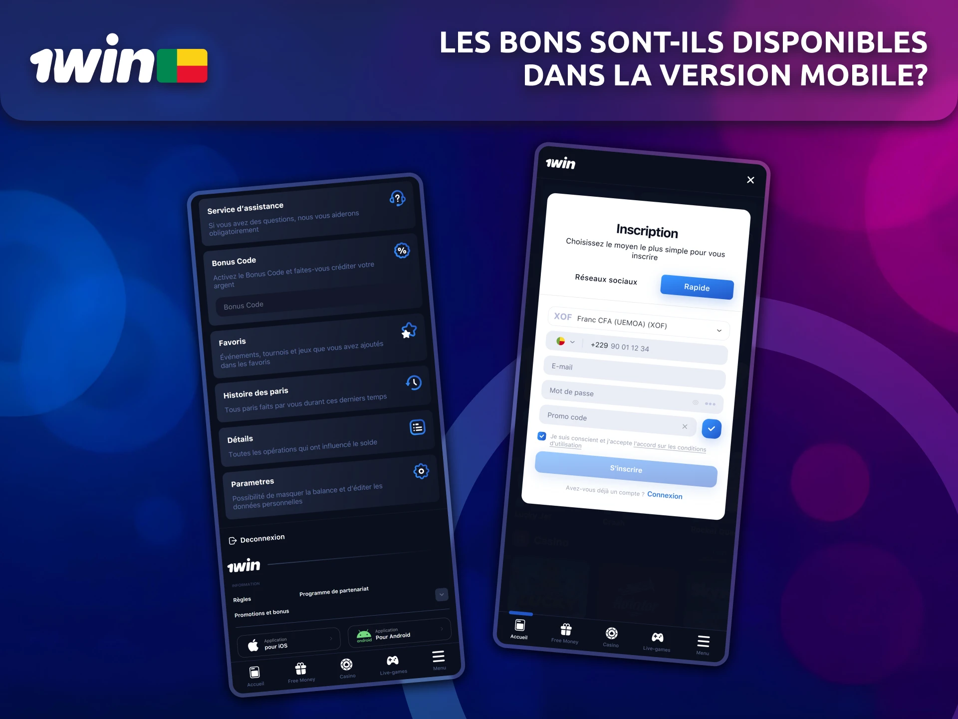 Les bons 1win sont accessibles dans la version mobile pour tous les joueurs.