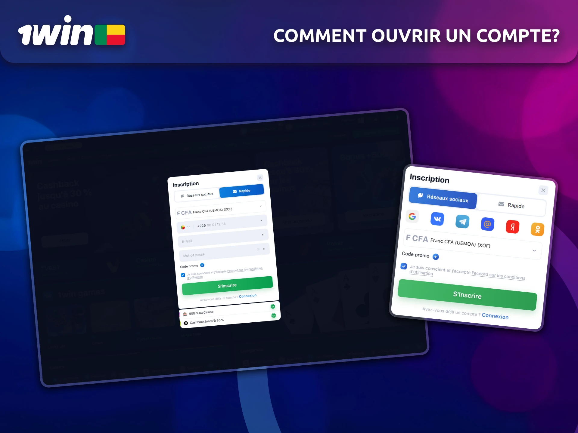 Ouvrez un compte facilement sur 1win et commencez à jouer dès aujourd'hui.