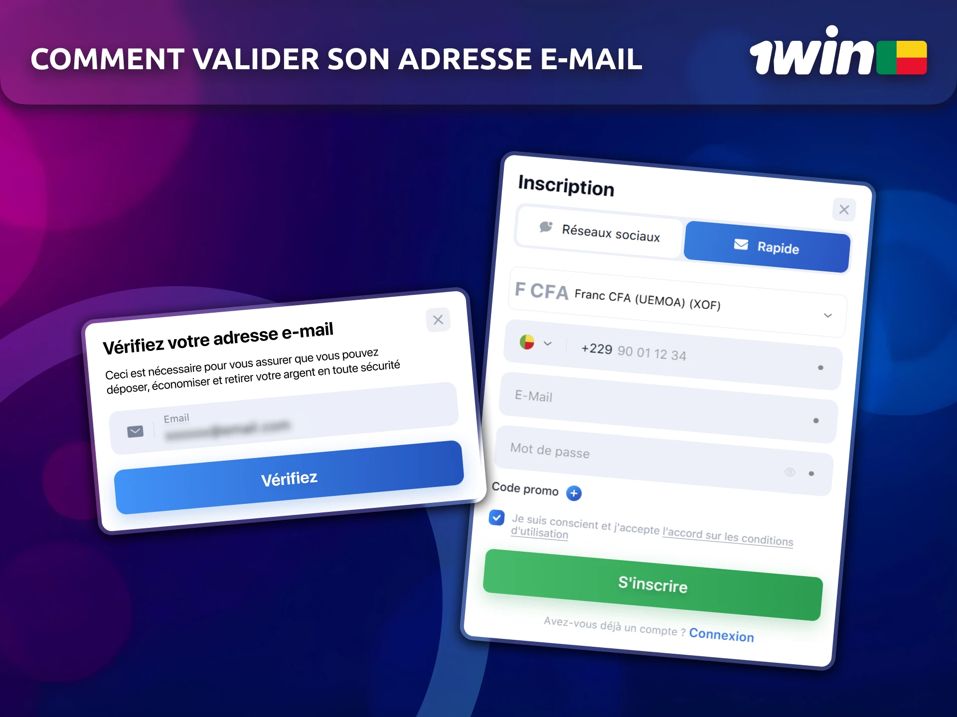 Validez votre adresse e-mail sur 1win pour sécuriser votre compte de joueur.