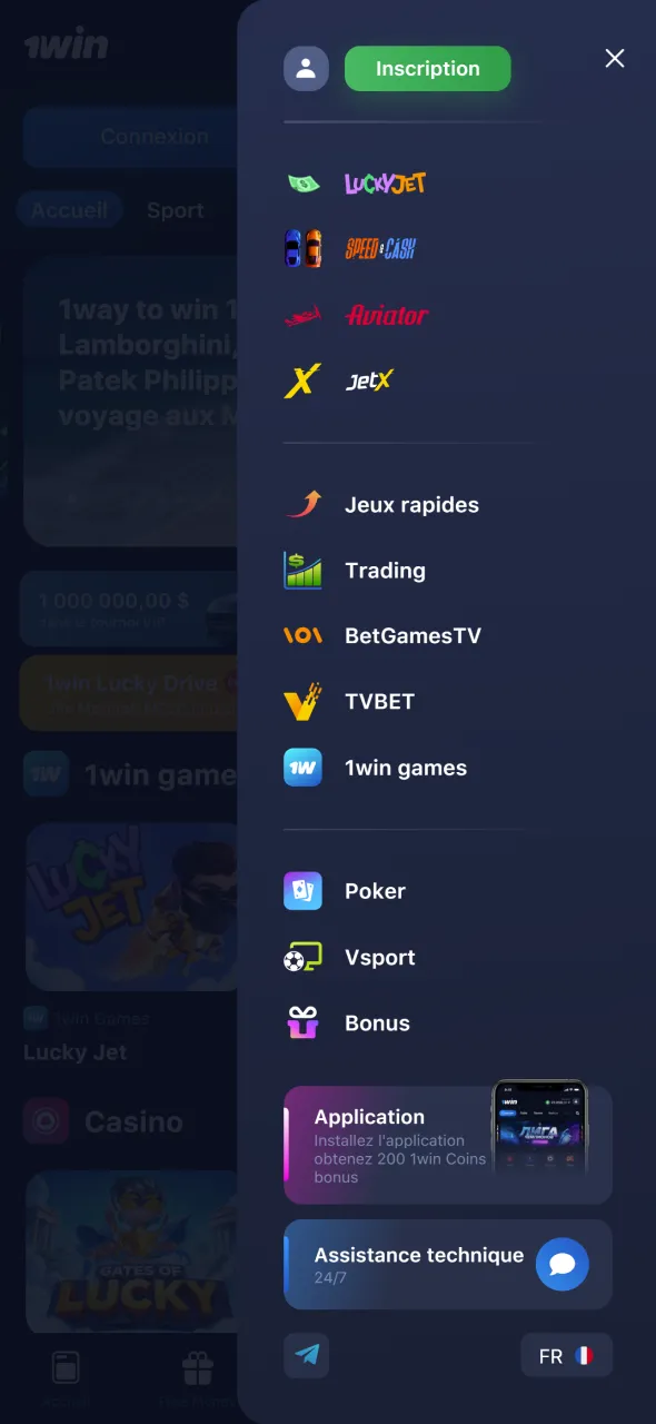 Téléchargez l'application 1win pour accéder au jeu Lucky Jet.