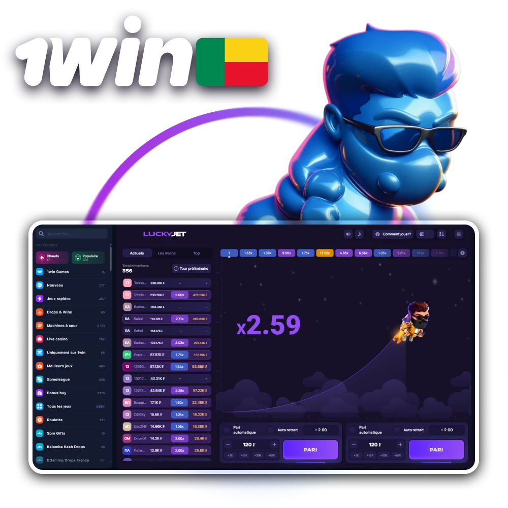 Essayez Lucky Jet et misez en temps réel avec 1win au Bénin.