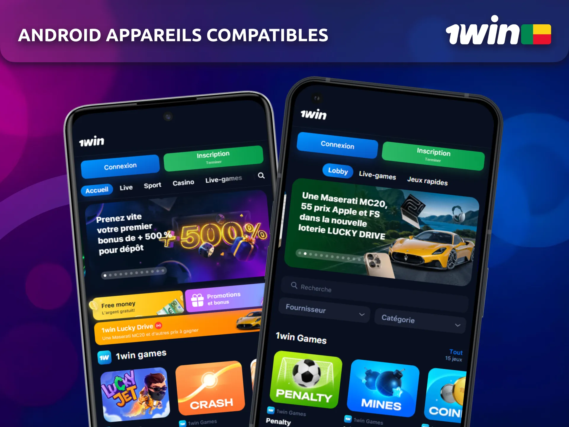 1Win Android App est compatible avec plusieurs appareils courants.