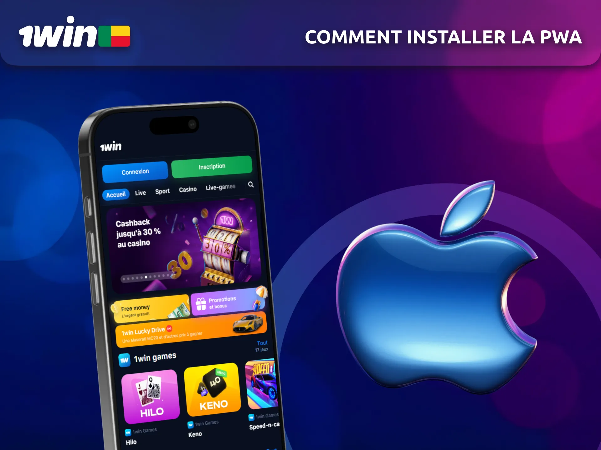 Installez la PWA 1Win sur iOS pour profiter d’une meilleure expérience.