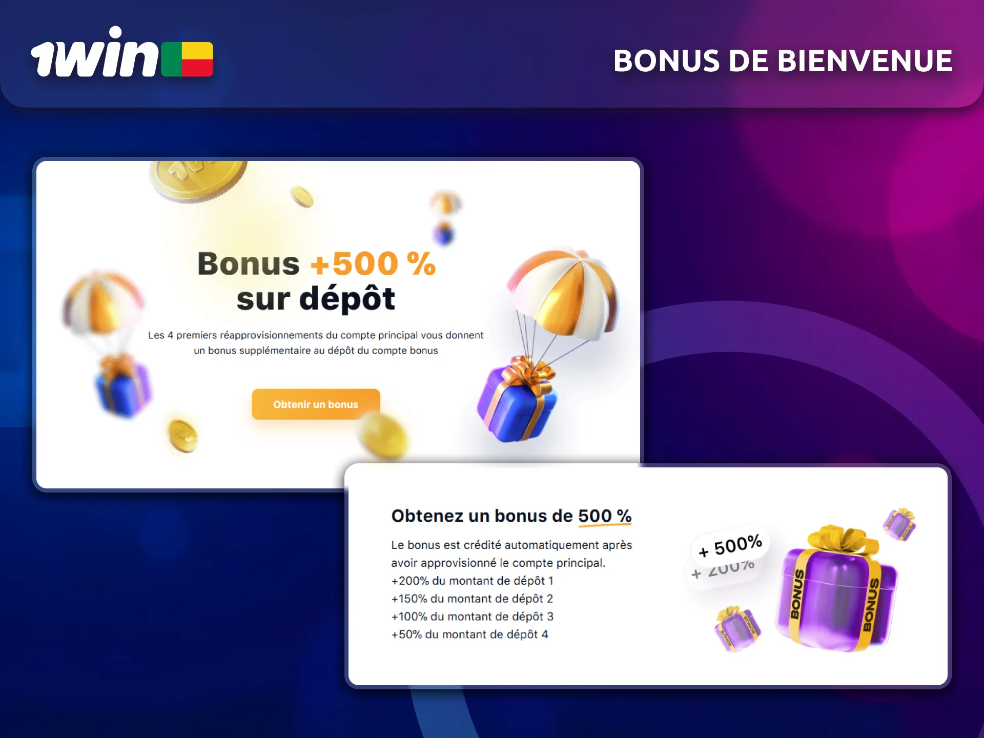 Profitez du bonus de bienvenue chez 1Win pour les joueurs béninois.