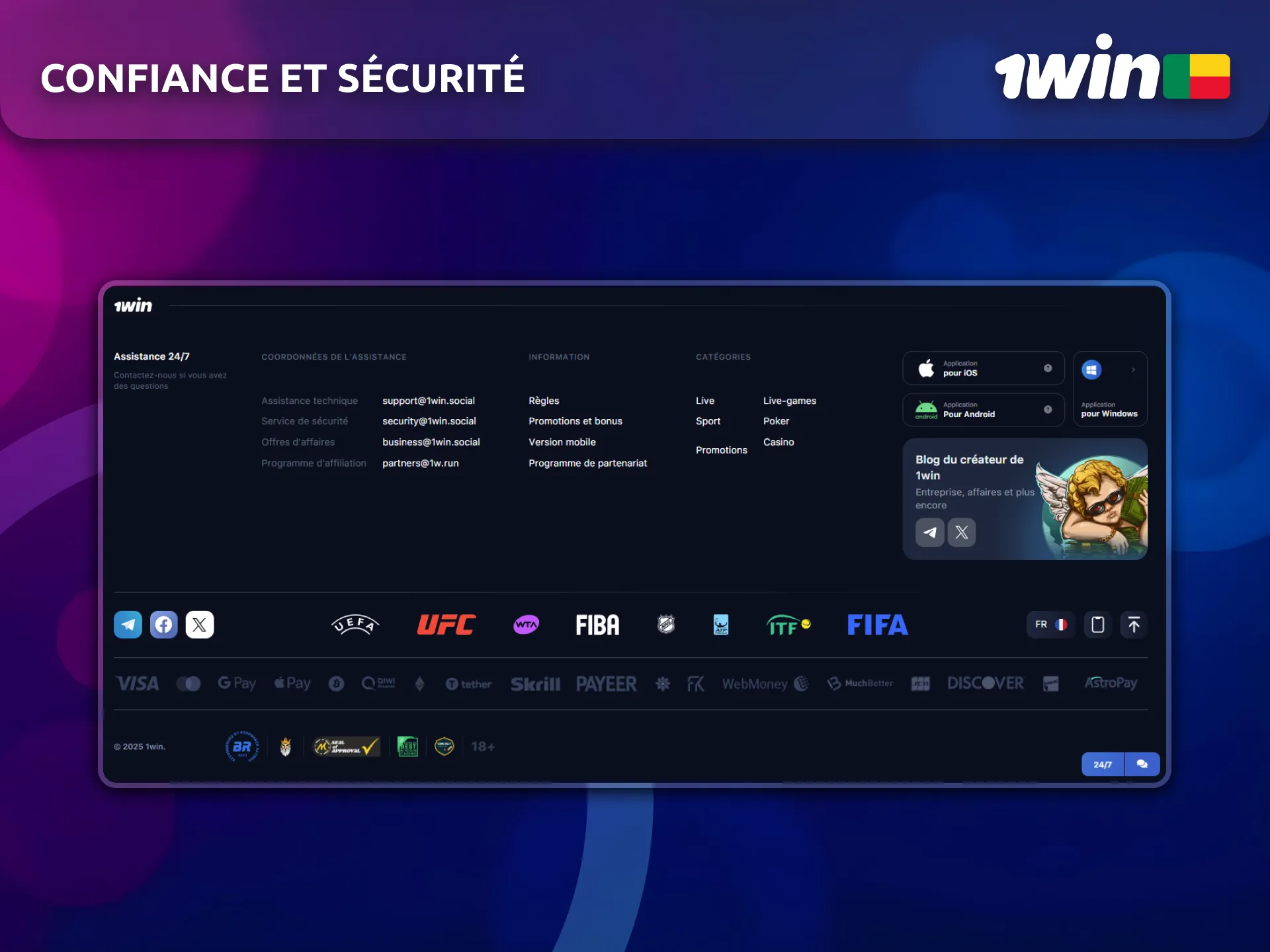 Faites confiance à 1Win Bénin pour une sécurité maximale.