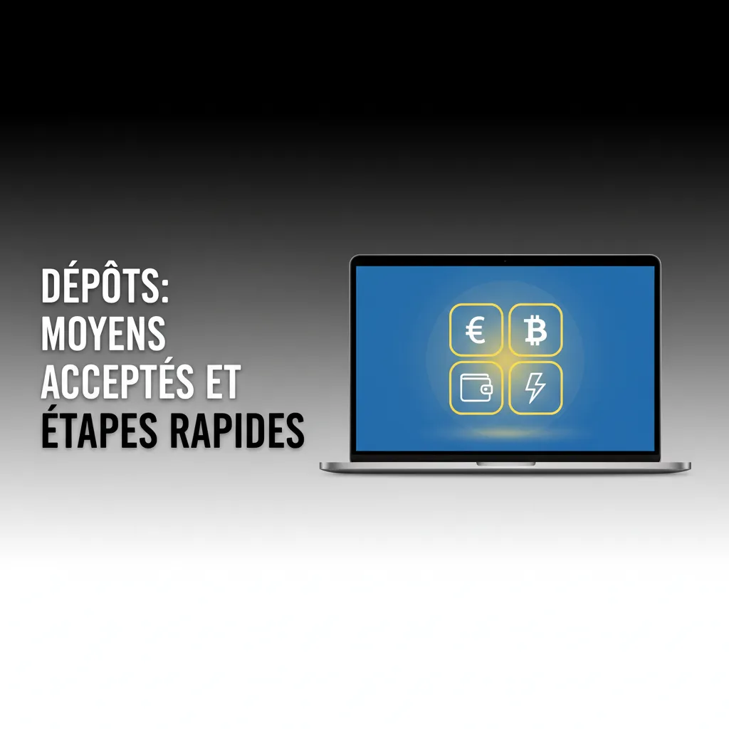 Infographie: Dépôt rapide au Bénin, étapes: se connecter, choisir Mobile Money/carte/e-wallet, confirmer, vérifier solde