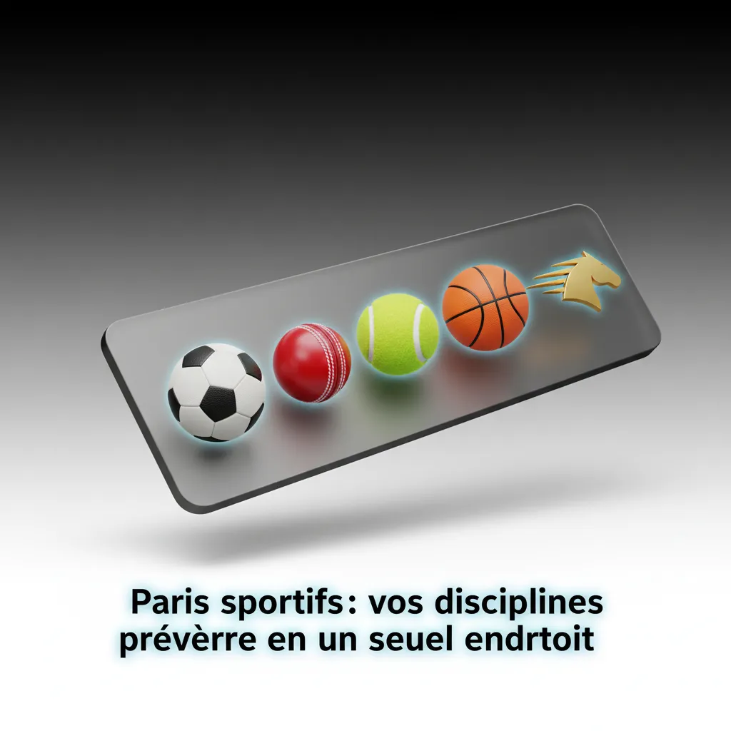 Bannière de paris sportifs regroupant football, basket, tennis, rugby, esports, boxe, F1; marchés en direct et pré-match.