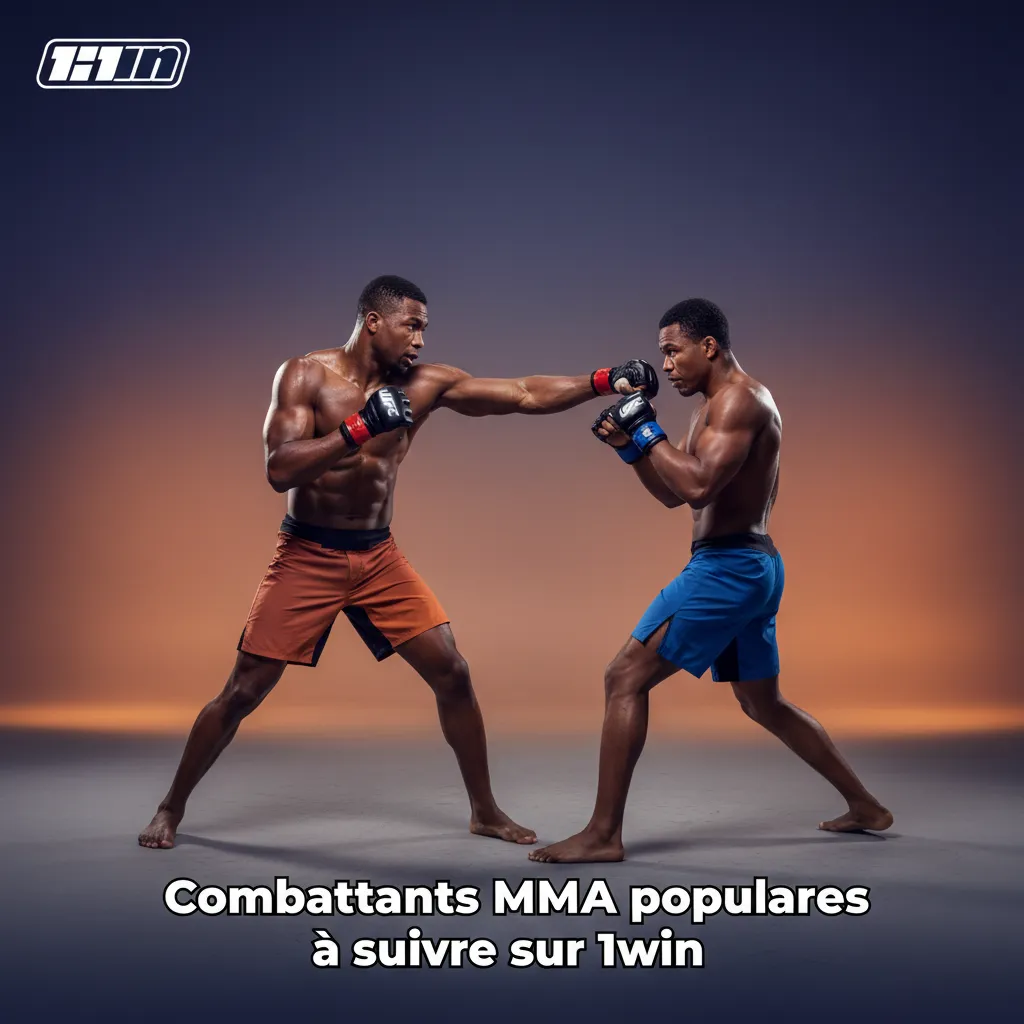 Infographie 1win sur des combattants MMA à suivre (Adesanya, Jones, Makhachev) avec conseils de pari et cotes.