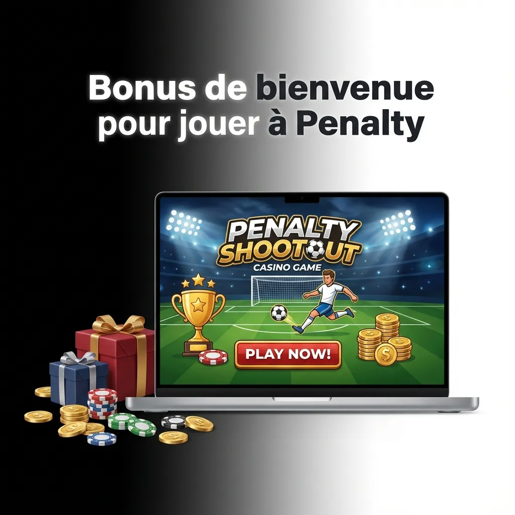 Affiche promo Penalty: bonus de bienvenue jusqu’à 500 % (max XOF 362 960), code promo 1Win, étapes d’inscription.