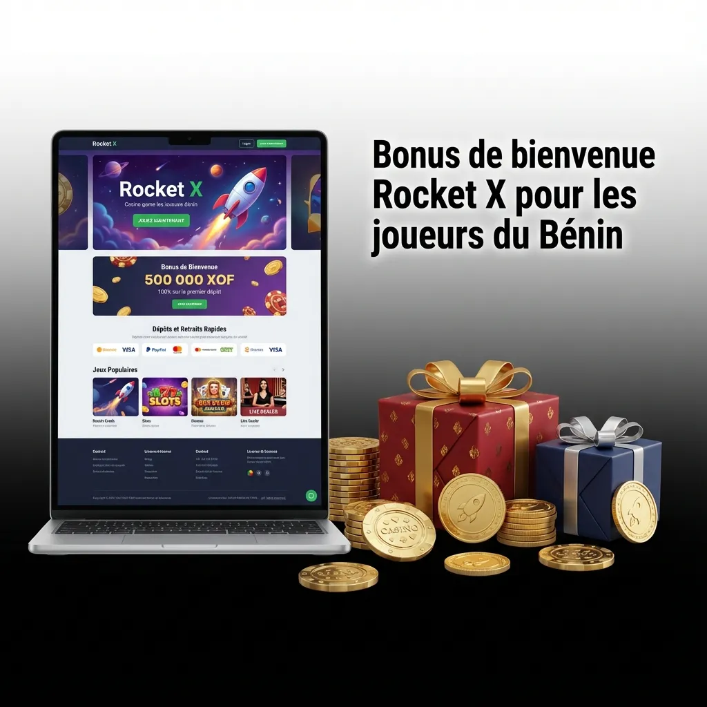 Bannière Rocket X, bonus de bienvenue Bénin: jusqu’à 500 %, plafond XOF 362 960, dépôt min 1 000 XOF, code promo 1Win