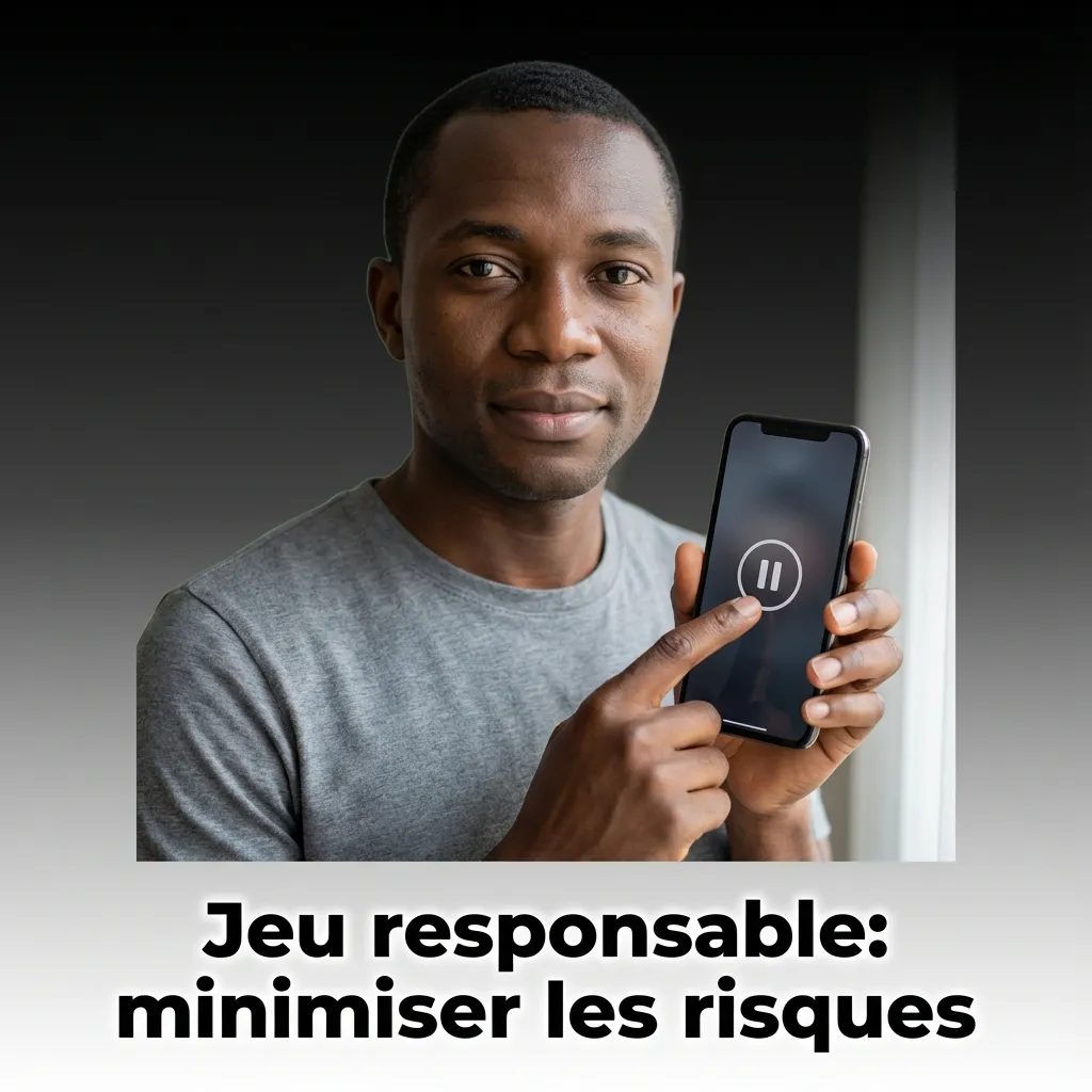 Affiche jeu responsable: budget, limites, pauses, éviter de rejouer les pertes, demander de l’aide si besoin.