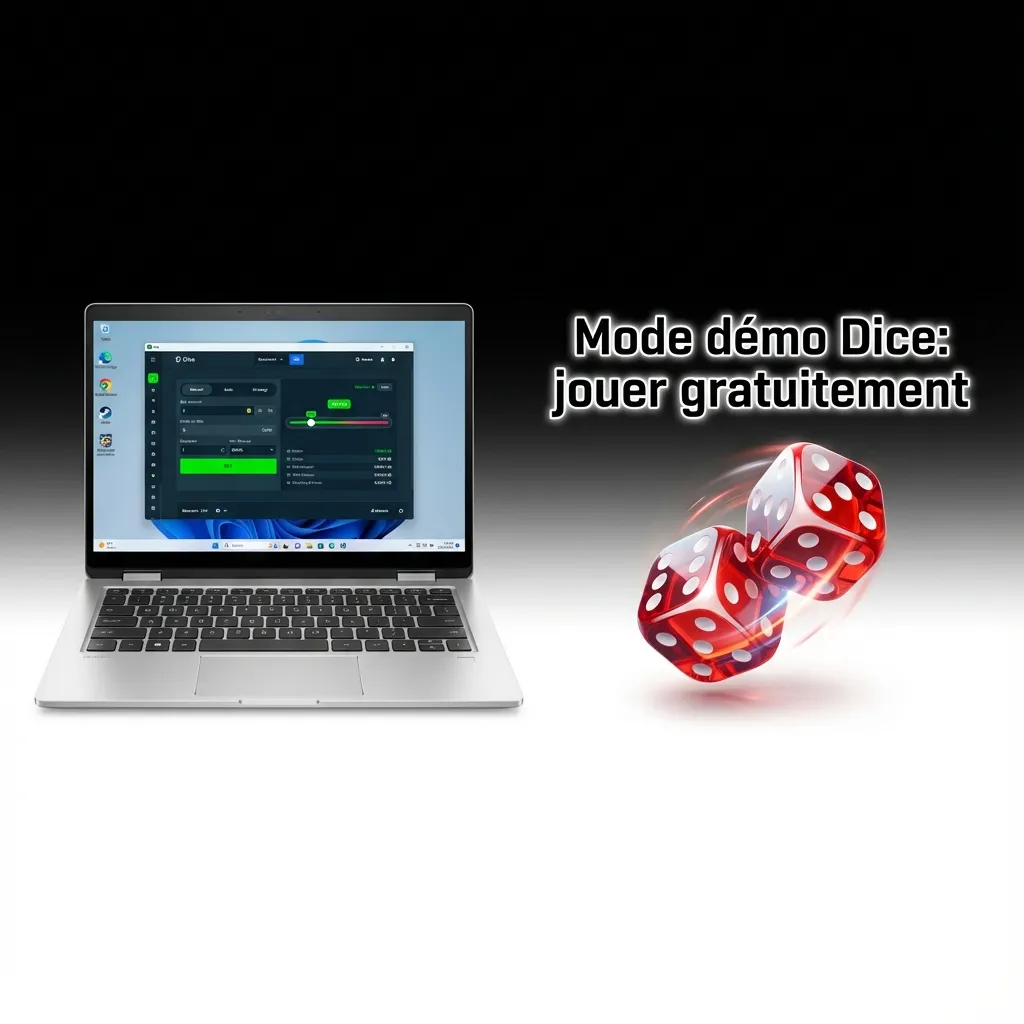 Interface du jeu Dice en mode démo: jeu gratuit, solde virtuel, multiplicateurs et manches identiques, bonus inactifs.
