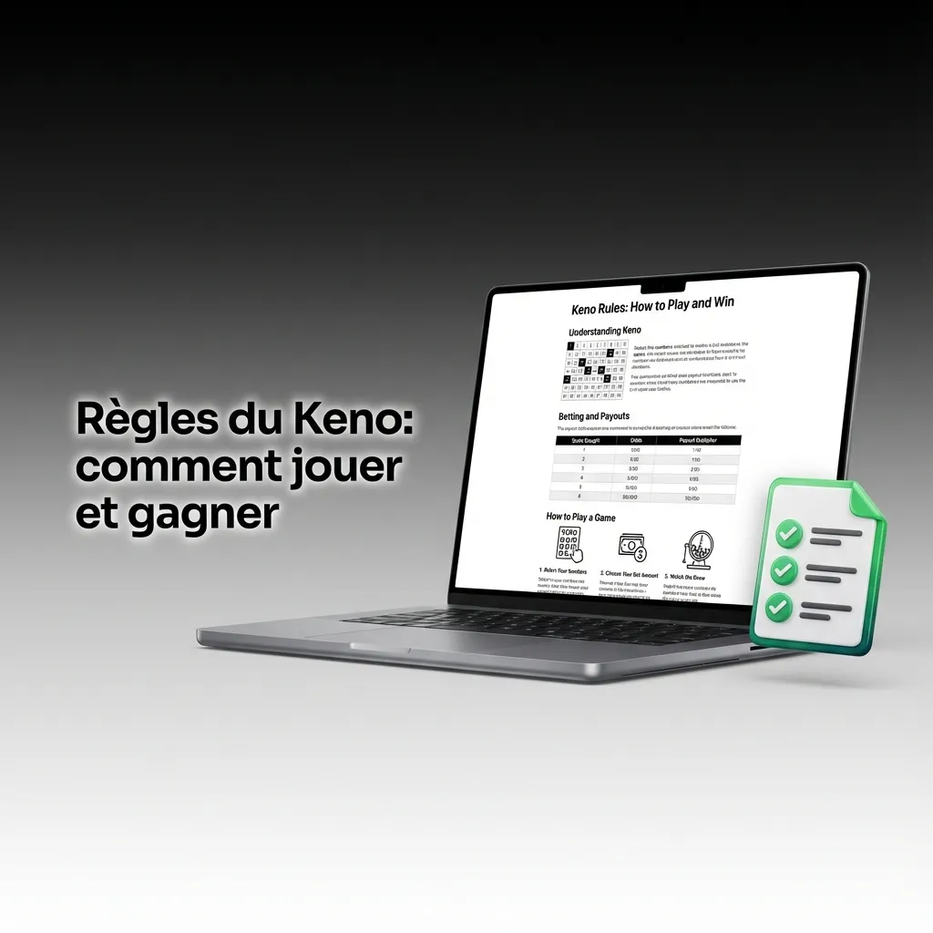 Infographie des règles du Keno: grille 1-80, choisissez 1-20 numéros, tirage de 20 boules, auto-pick, turbo, auto-play.