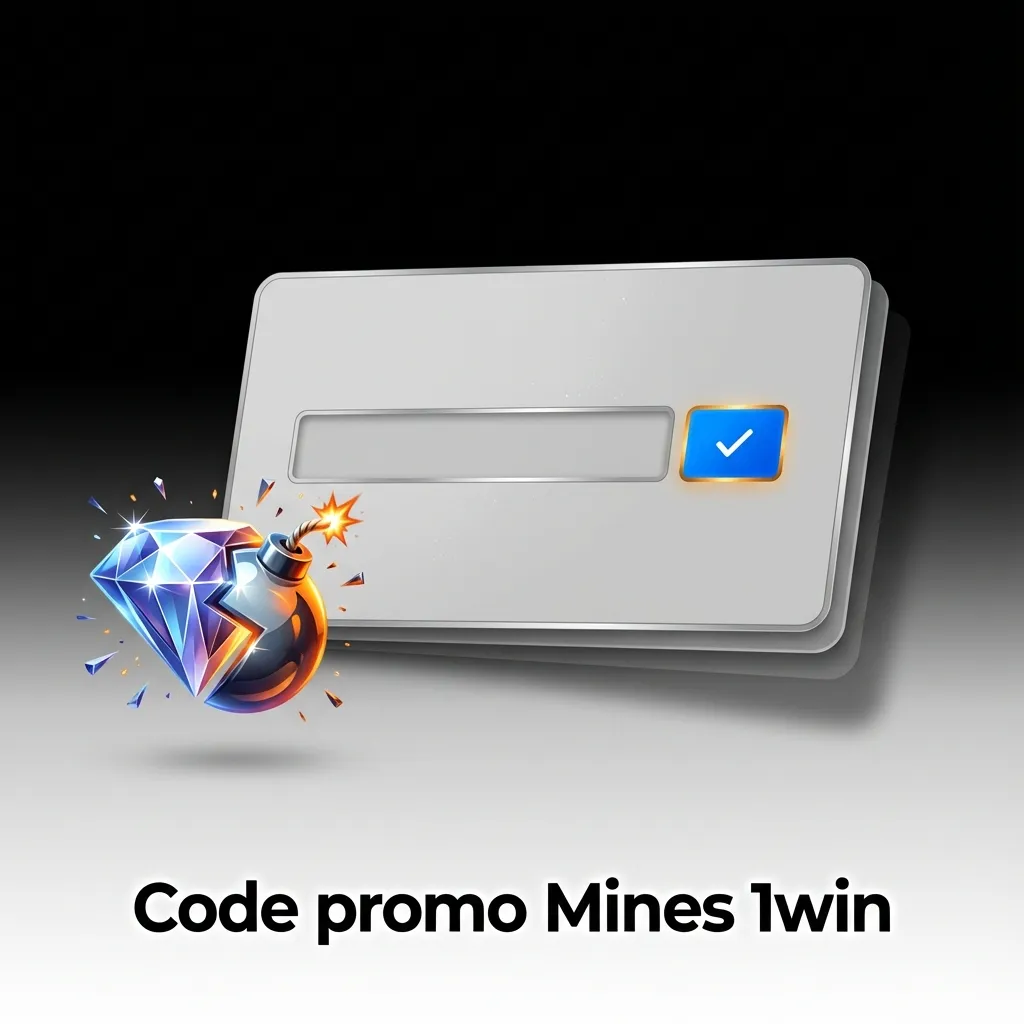 Bannière promo Mines 1win avec code 1WIN et instructions pour l’entrer lors de l’inscription ou dans Profil > Bonus.